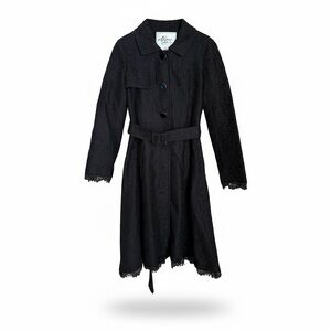 kate spade Black Lace Trench Coat with Belt